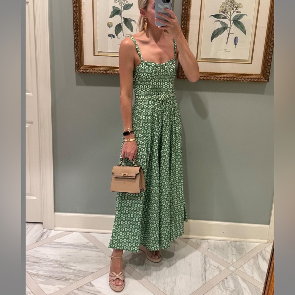 NWT Antonio Melani Margo Printed Poplin Sweetheart Neck Sleeveless Maxi Dress